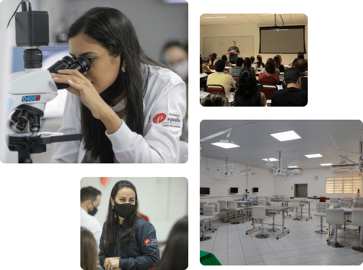 Alunos e professores da Equalis Veterinária em aulas práticas